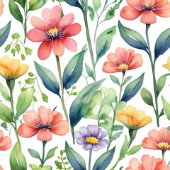 Watercolor Pretty Flowers pattern
