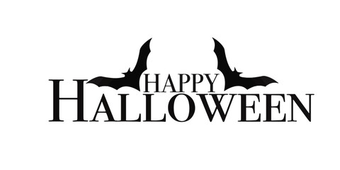 vector texte happy halloween with bat silhouette 