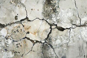 Fototapeta premium Detailed cracked white surface texture, providing a raw and distressed appearance, ideal for industrial and architectural backgrounds.