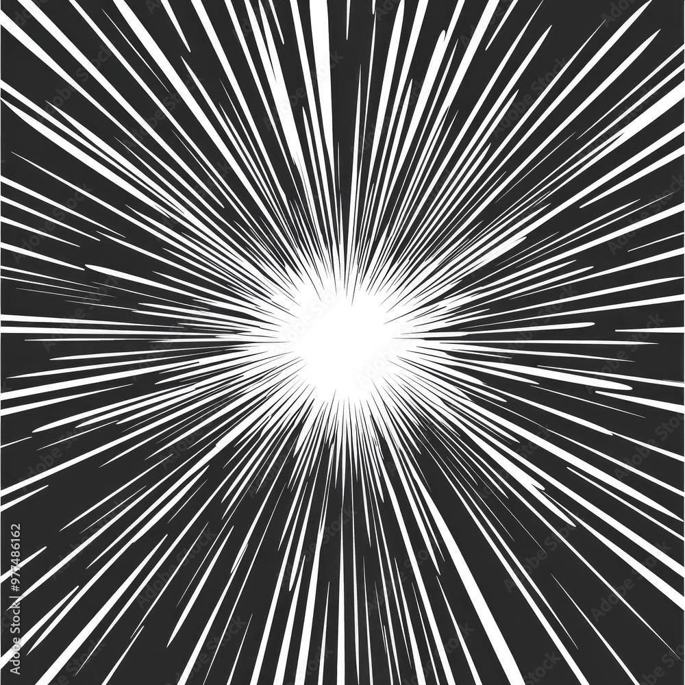 Poster a dynamic explosion of radiant light with linear bursts radiating from a central point, creating a s