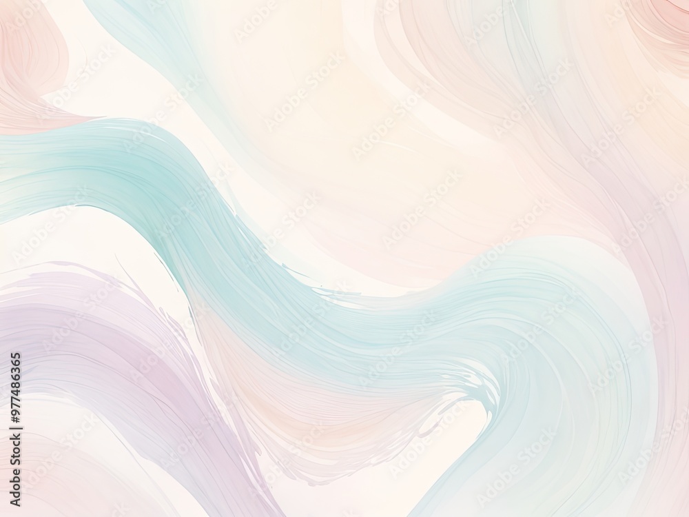 Fototapete Flowing pattern background with gentle blended strokes in a range of pastel colors, modeled after the technique of watercolor painting