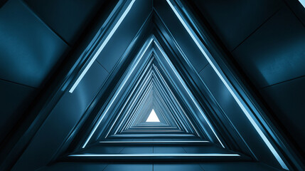 Obraz premium An abstract futuristic triangle corridor generated using a computer