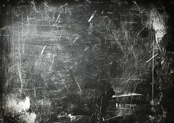 Black faded stained surface with smeared dirt and dust scratches. Old film effect.
