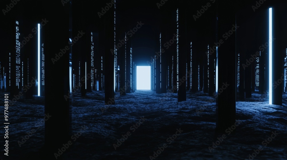 Aufkleber Concept for a digital cyberspace environment with particles and digital data networks. High speed connections and data processing technology.