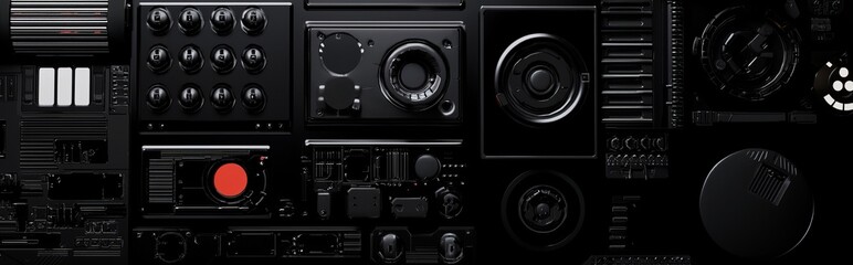 Fototapeta premium An extensive set of user interface elements for the human-machine interface HUD, including frames, callouts, arrows, pointers, scales, bars, navigation targets, and many more.