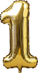 A shiny gold foil number one balloon floats in a neutral space, gold, boot, boots, golden, statue