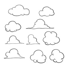 Set of cloud doodle illustration