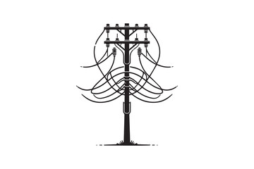 The electric pole icon symbol vector silhouette isolated in white background