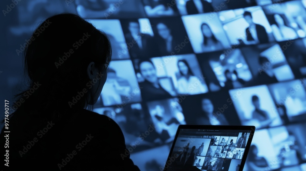 Poster Streaming video. Communication network. Concept of visual contents. Social networking service. Streaming video.