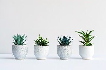 Fototapeta premium 3D illustration of Decorative plants in pots on a stand isolated on white background