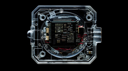 Fototapeta premium Transparent Futuristic Minidisc with Intricate Hardware Details