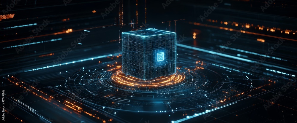 Poster Graphical user interface/abstract innovation concept background for technological processes, science, and education.
