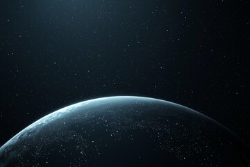 3D render of an animated glowing polygonal grid planet on a dark background. Globe, international map, communication, network earth and technology concept.