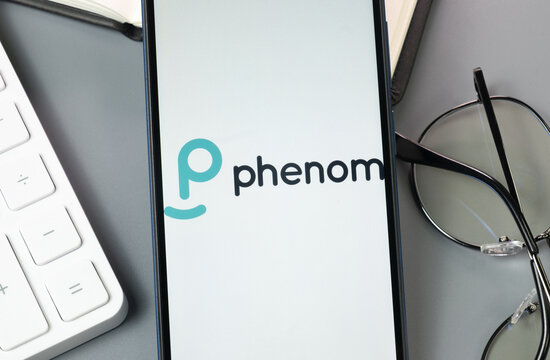 New York, USA - 30 August 2024: Phenom People Logo on Phone Screen, Company Icon on Display