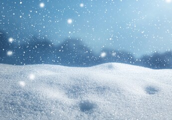 Greeting card with copy space with winter abstract background and blurred bokeh. Merry Christmas and happy new year.