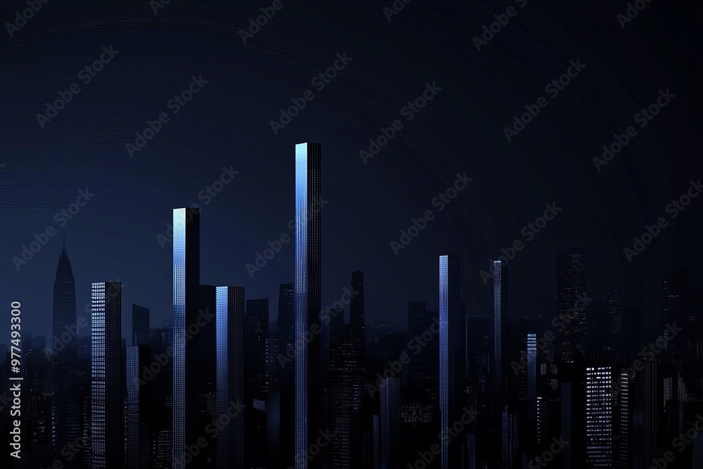 Poster conceptual design for a glowing digital city background. future and technology, 3d rendering.