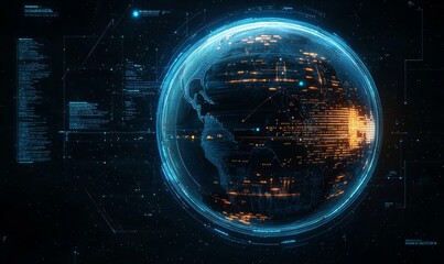 Obraz premium The concept of digital transformation includes the application of new technologies to business management, finance, and marketing, a platform, cyber security, stock markets, and cloud computing.