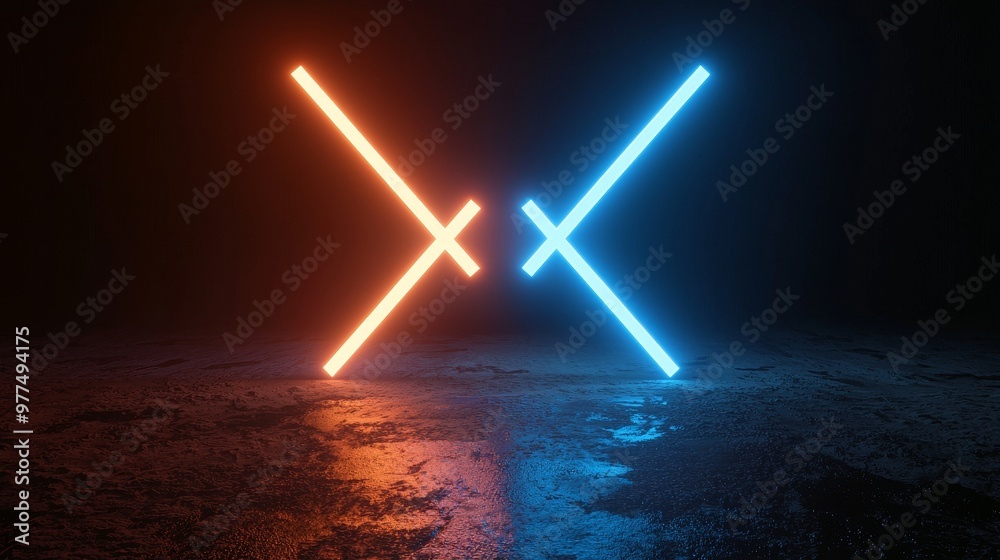 Poster Spaceship UI display, HUD digital game border panel. Cyberpunk electronic monitor dashboard, neon lights, virtual interface element. Stock picture.