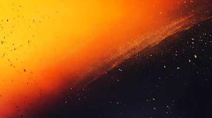 Abstract Background with Orange and Black Hues and Scattered Particles