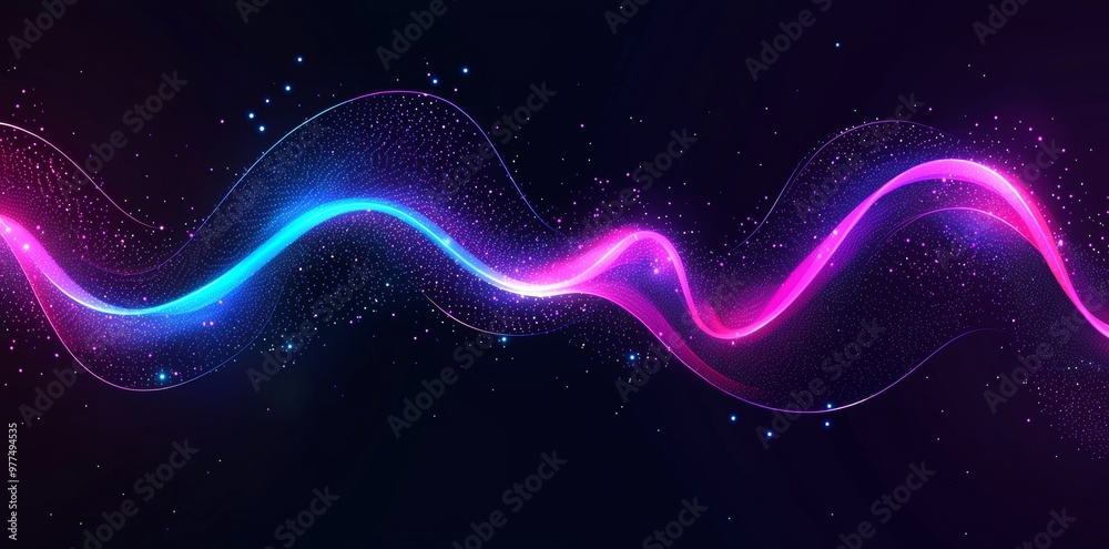 Poster Color wave neon background with abstract elements. Stock AIG21.