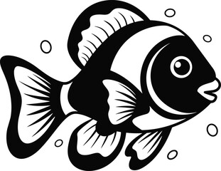 Hand Drawn Clownfish Engraving Detailed Marine Wildlife Vector