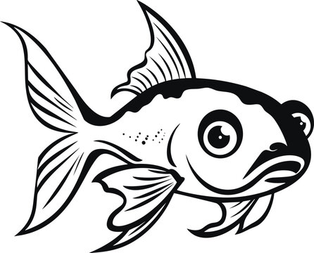 black and white fish cartoon clip art preview
