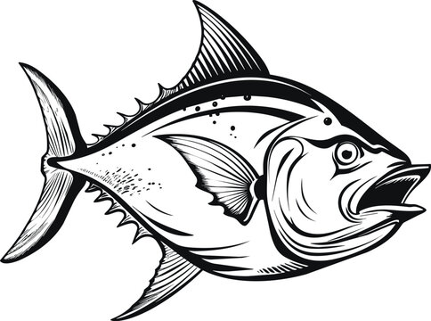 recommend clip art: Black and white Detailed Hand Drawn Tuna Fish vector Illustrations.