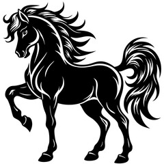 Stallion with a flowing mane and strong, powerful stance VECTOR