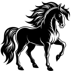 Stallion with a flowing mane and strong, powerful stance VECTOR