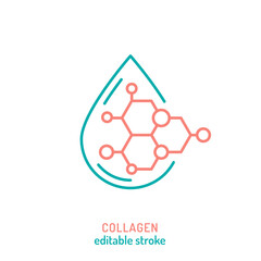 Collagen line icon. Connective tissue protein pictogram.