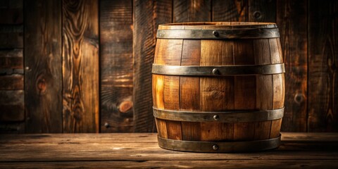 Close up of oak beer barrel texture with rustic details and natural wood grain
