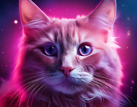 mystical pink cat mysterious aura cinematic movie poster style