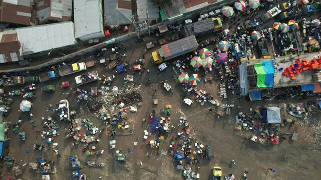 Aerial view of the fish market, Chittagong Division, Chittagong, Bangladesh