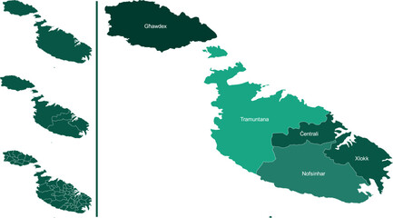 MALTA MAP with its administrative divisions and regions	
