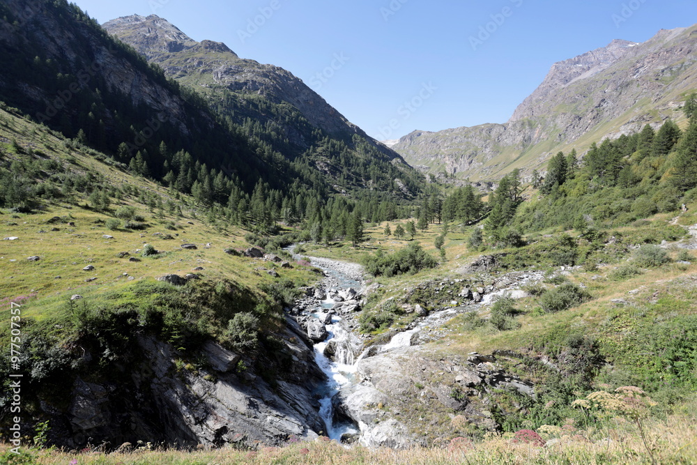 Wall mural the rhemes valley in the gran paradiso national park. aosta valley, italy.