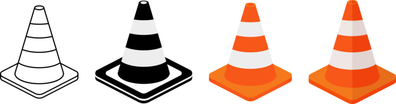 Traffic cone icon in flat style isolated vector illustration. Construction Traffic Cone.