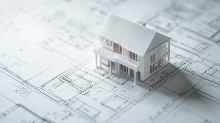White House Model On Blueprint Design Concept