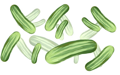 illustration of some fresh cucumbers on white background