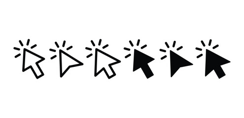 set of pointer arrow icon symbol sign vector design black white color simple flat modern illustration isolated