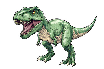 Fototapeta premium A cartoon depiction of a roaring Tyrannosaurus rex dinosaur.