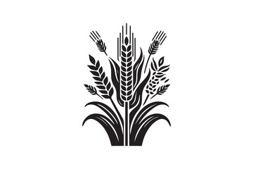 Fototapeta premium corn stalks and barley grain vector silhouette illustration