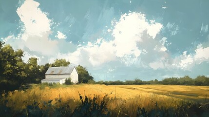 Fototapeta premium Country side landscape paint