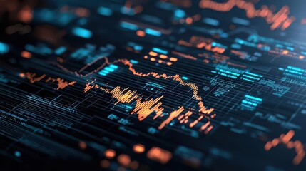 Obraz premium A glowing holographic chart with capital forecasts rising steadily, surrounded by vibrant data points and neon financial symbols