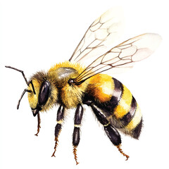 Bee watercolor clipart illustration isolated
