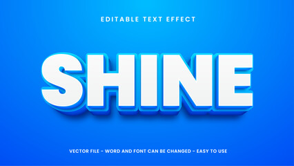 Editable text effect with bright blue 3D style