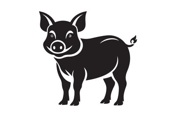 Pig silhouette vector illustration, Pig silhouette vector. Pig silhouette PNG 