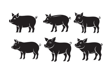 Pig silhouette vector illustration, Pig silhouette vector. Pig silhouette PNG 