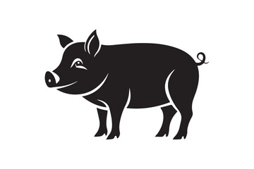 Pig silhouette vector illustration, Pig silhouette vector. Pig silhouette PNG 