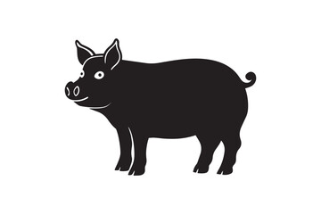 Pig silhouette vector illustration, Pig silhouette vector. Pig silhouette PNG 