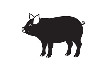 Pig silhouette vector illustration, Pig silhouette vector. Pig silhouette PNG 